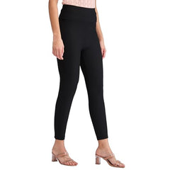 Spykar Black Skinny Fit High Rise Knit Track Pant for Women