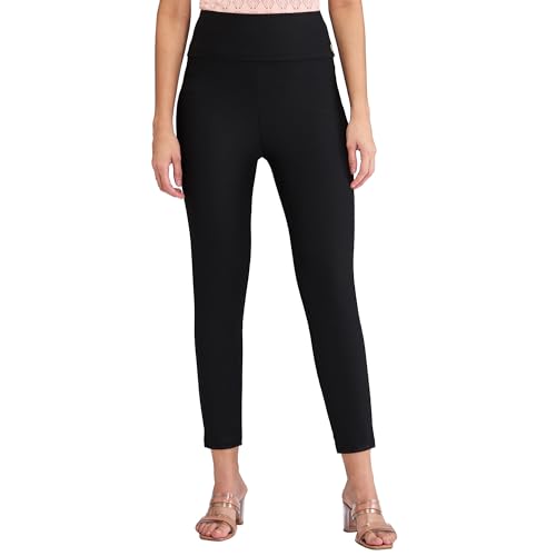 Spykar Black Skinny Fit High Rise Knit Track Pant for Women