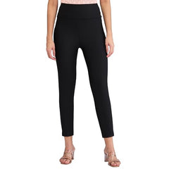 Spykar Black Skinny Fit High Rise Knit Track Pant for Women