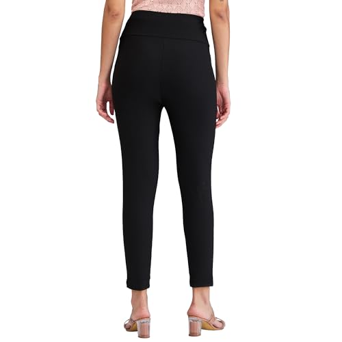 Spykar Black Skinny Fit High Rise Knit Track Pant for Women
