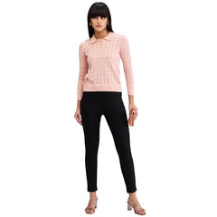 Spykar Black Skinny Fit High Rise Knit Track Pant for Women