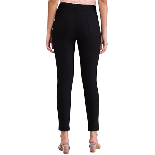 Spykar Black Skinny Fit High Rise Knit Track Pant for Women