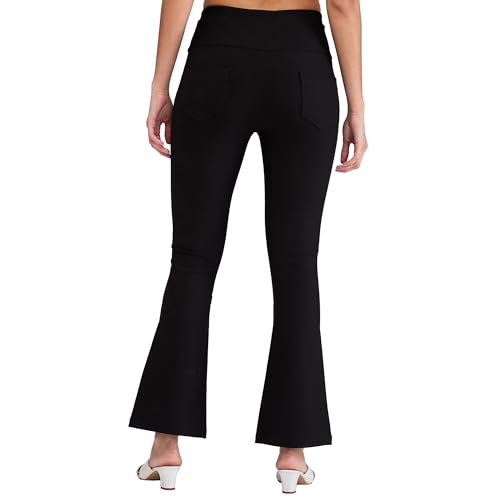 Spykar Black Boot Cut Fit High Rise Knit Track Pant for Women