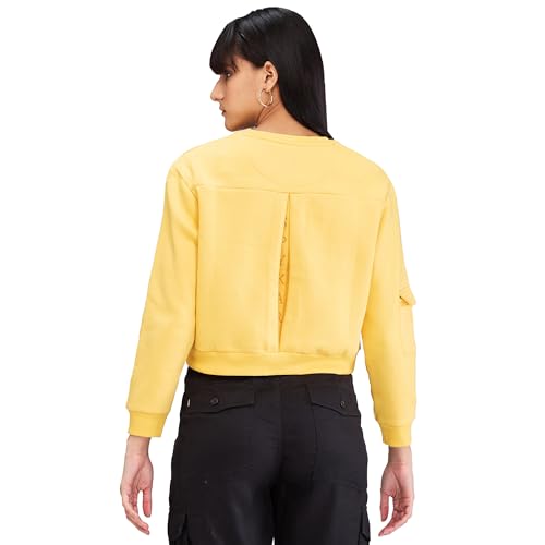 Spykar Yellow Full Sleeves Regular Fit Solid Sweat Shirts for Women