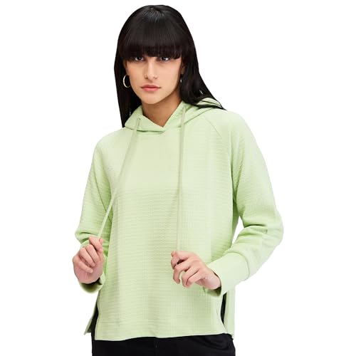 Spykar Green Full Sleeves Oversize Fit Solid Sweat Shirts for Women