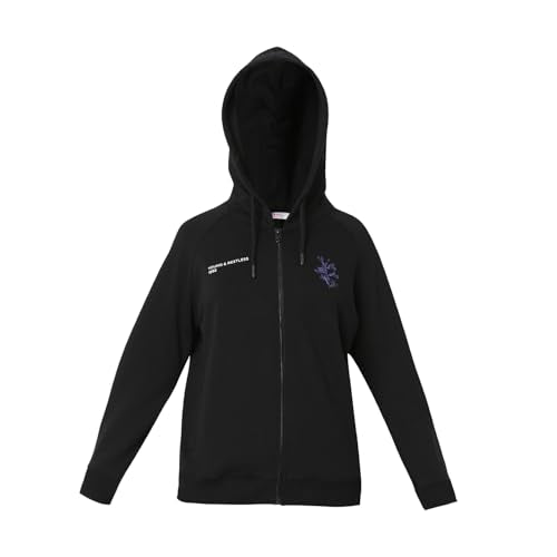 Spykar Women Full Sleeve Hood Regular Fit Black Casual Sweatshirt