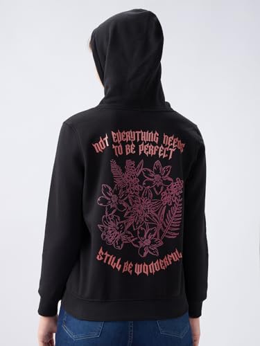 SPYKAR Women's Polycotton Neck Hooded Sweatshirt