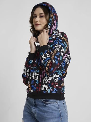 Spykar Black Regular Fit Casual Sweatshirts for Women