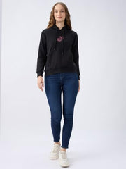 Spykar Black Regular Fit Casual Sweatshirts for Women