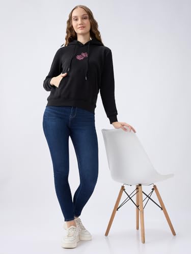 Spykar Black Regular Fit Casual Sweatshirts for Women