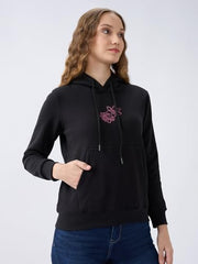 Spykar Black Regular Fit Casual Sweatshirts for Women