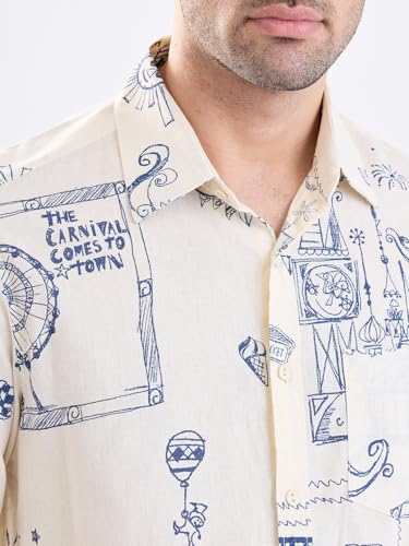 SPYKAR Men's Printed Slim Fit Shirt (MSHPS2BE126OFFWHITE_Off White