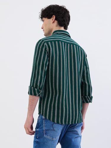 Spykar Botanical Green Slim Fit Casual Shirts for Men