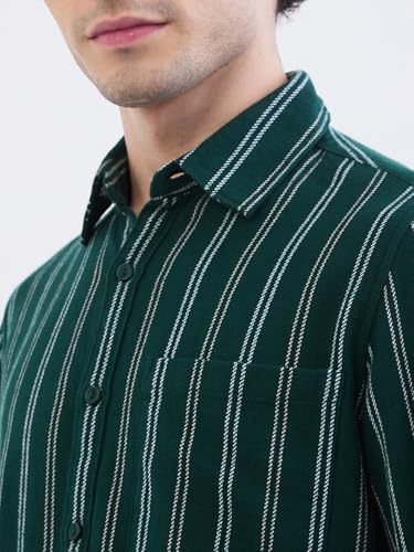 Spykar Botanical Green Slim Fit Casual Shirts for Men