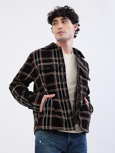 Spykar Jet Black Straight Fit Casual Jackets For Men