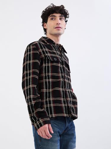 Spykar Jet Black Straight Fit Casual Jackets For Men