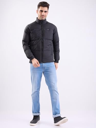 SPYKAR Men's A-Line Coat (MJKHW2BE032_Jet Black