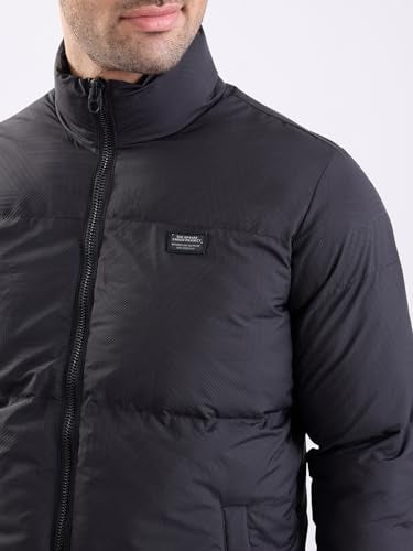 SPYKAR Men's A-Line Coat (MJKHW2BE032_Jet Black