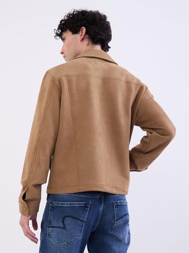 SPYKAR Men's A-Line Coat (MJKHW2BE025_Bison Brown