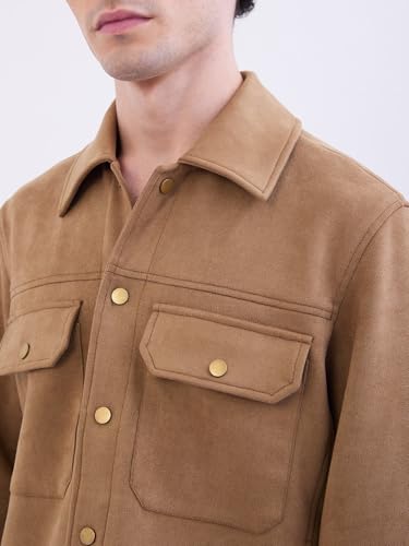 SPYKAR Men's A-Line Coat (MJKHW2BE025_Bison Brown