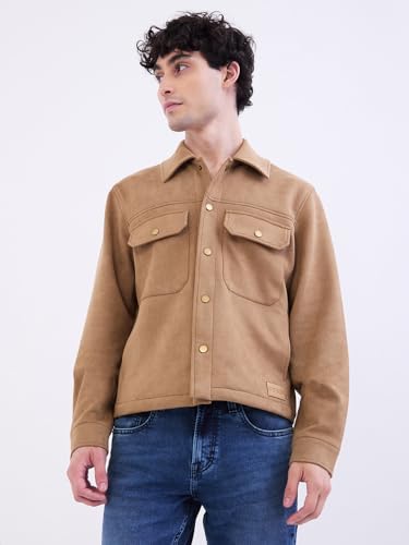 SPYKAR Men's A-Line Coat (MJKHW2BE025_Bison Brown