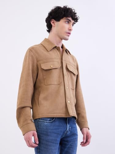 SPYKAR Men's A-Line Coat (MJKHW2BE025_Bison Brown