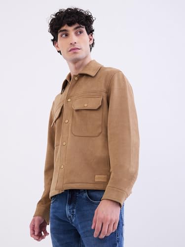 SPYKAR Men's A-Line Coat (MJKHW2BE025_Bison Brown