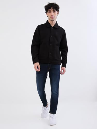 Spykar Charcoal Grey Straight Fit Casual Jackets For Men