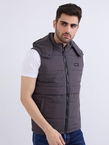 Spykar Charcoal Grey Straight Fit Casual Jackets For Men