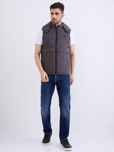 Spykar Charcoal Grey Straight Fit Casual Jackets For Men