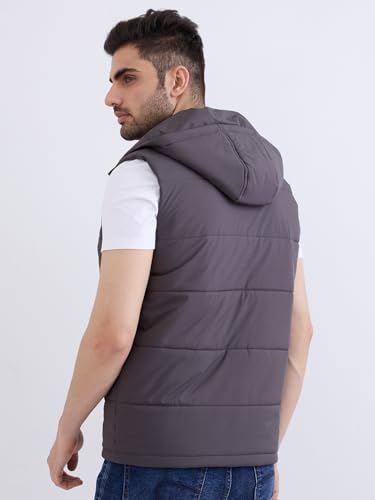 Spykar Charcoal Grey Straight Fit Casual Jackets For Men