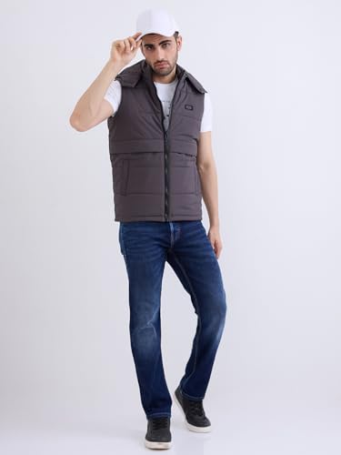 Spykar Charcoal Grey Straight Fit Casual Jackets For Men