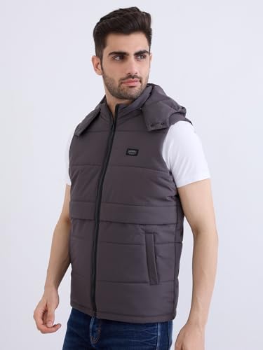Spykar Charcoal Grey Straight Fit Casual Jackets For Men