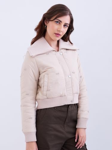Spykar Beige Regular Fit Casual Jackets For Women