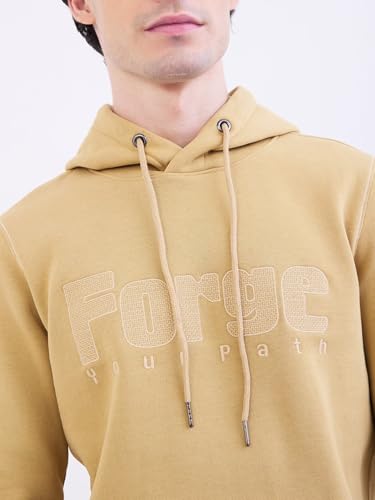 SPYKAR Men's Polycotton Neck Hooded Sweatshirt (MSSHW2BE033TAUPEBEIGE_Taupe Beige