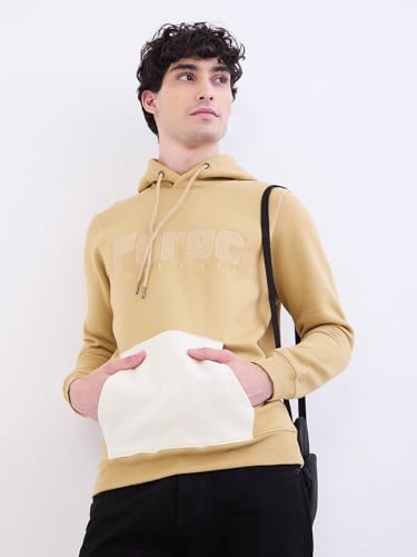 SPYKAR Men's Polycotton Neck Hooded Sweatshirt (MSSHW2BE033TAUPEBEIGE_Taupe Beige