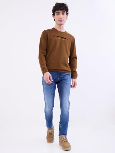 Spykar Military Green Slim Fit Casual Sweatshirts for Men