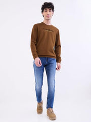 Spykar Military Green Slim Fit Casual Sweatshirts for Men