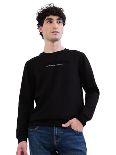 Spykar Black Slim Fit Casual Sweatshirts for Men
