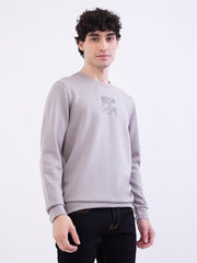 Spykar Silver Grey Slim Fit Casual Sweatshirts for Men