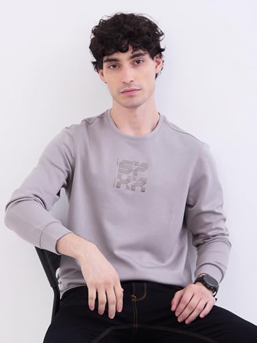 Spykar Silver Grey Slim Fit Casual Sweatshirts for Men