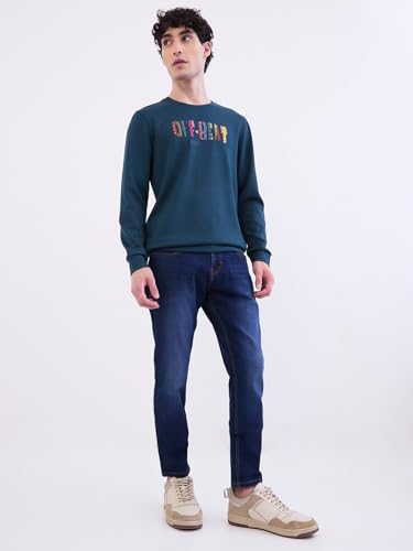 Spykar Teal Green Slim Fit Casual Sweatshirts for Men