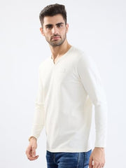Spykar White Slim Fit Casual T-Shirts for Men