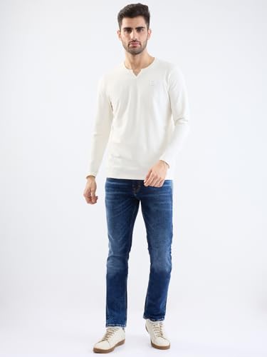 Spykar White Slim Fit Casual T-Shirts for Men