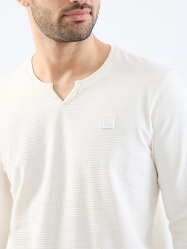 Spykar White Slim Fit Casual T-Shirts for Men