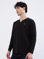 SPYKAR Men's Solid Slim Fit T-Shirt (MKTFT2BE145BLACK_Black