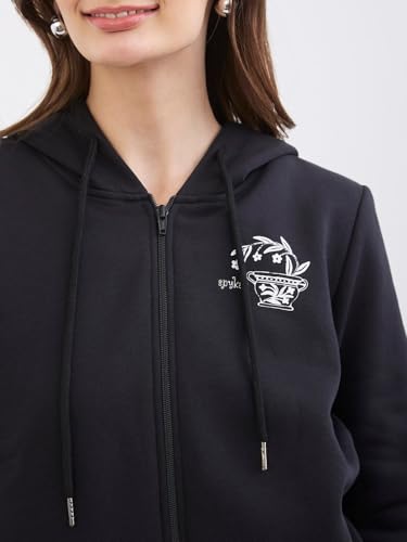 Spykar Black Relaxed Fit Casual Sweatshirts for Women