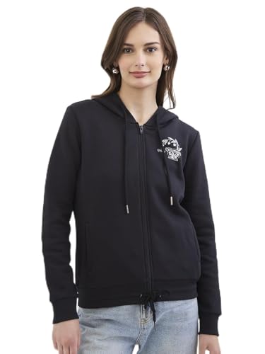 Spykar Black Relaxed Fit Casual Sweatshirts for Women