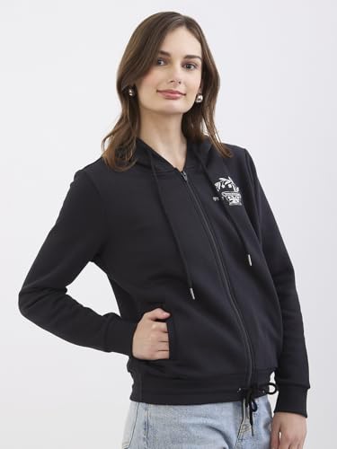 Spykar Black Relaxed Fit Casual Sweatshirts for Women