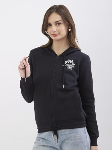 Spykar Black Relaxed Fit Casual Sweatshirts for Women